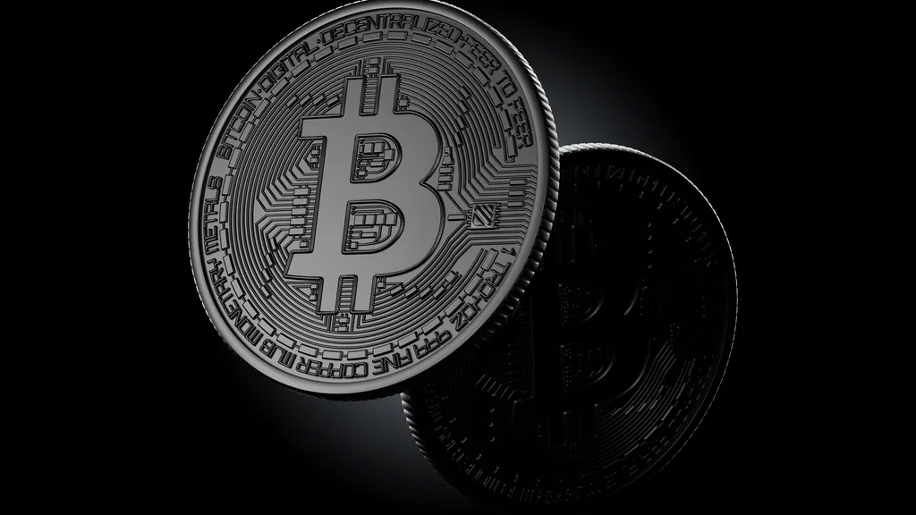 Pièce physique de bitcoin sur fond sombre — image symbolique : le bitcoin est un actif numérique, sans forme physique